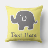 かわいい黄色と灰色の象のカスタム子供の枕 クッション (正面)