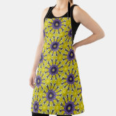 かわいい黄色と紫のカレイドスコープ幾何学模様 エプロン (インサイチュ)