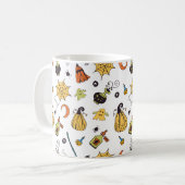 かわいい黄色と緑のブーブハロウィンパターンマグ コーヒーマグカップ (正面左)
