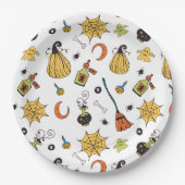 かわいい黄色と緑のブーブハロウィーン ペーパープレート (正面)