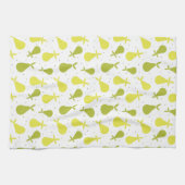 かわいい黄色と緑の梨のフルーツパターン キッチンタオル (横)