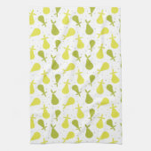 かわいい黄色と緑の梨のフルーツパターン キッチンタオル (縦)