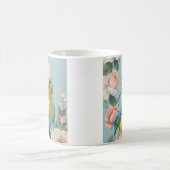 かわいい黄色と青のベビーブッジインパレーケットバード コーヒーマグカップ (中央)