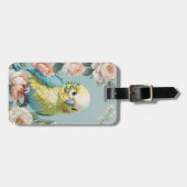 かわいい黄色と青のベビーブッジインパレーケットバード ラゲッジタグ (正面横)