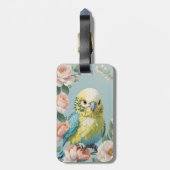 かわいい黄色と青のベビーブッジインパレーケットバード ラゲッジタグ (裏面縦)