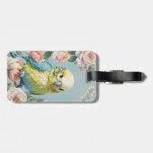 かわいい黄色と青のベビーブッジインパレーケットバード ラゲッジタグ (裏面横)