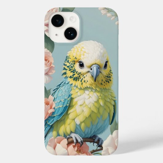 かわいい黄色と青のベビーブッジインパレーケットバード Case-Mate iPhoneケース (裏面)