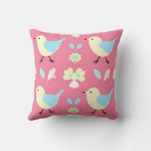 かわいい黄色と青の鳥のパターン装飾用クッション クッション (裏面)