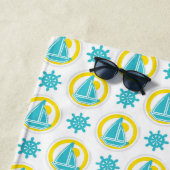 かわいい黄色と青航海ののパタパーソナライズされたーン ビーチタオル (インサイチュ)