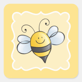 かわいい黄色と黒のハチ スクエアシール