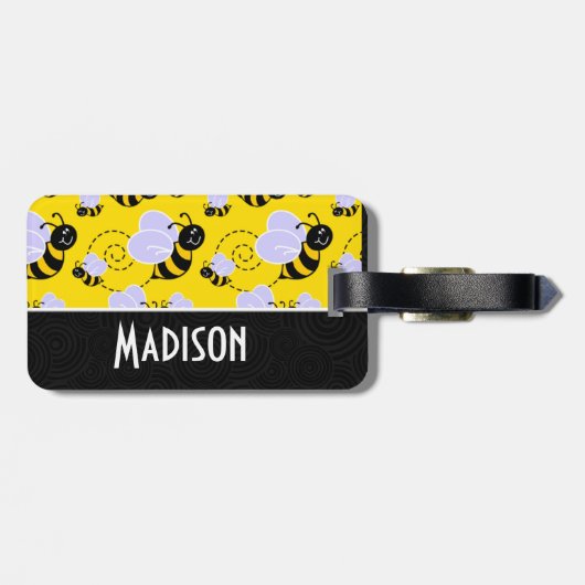 かわいい黄色と黒ビー ラゲッジタグ (裏面横)