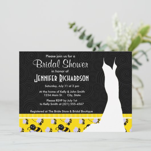 かわいい黄色と黒ビー 招待状 (スタンド正面)