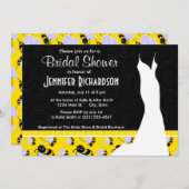 かわいい黄色と黒ビー 招待状 (正面/裏面)