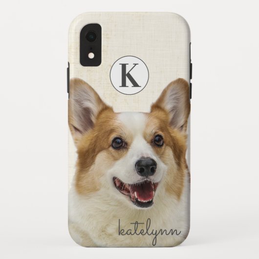かわいい黄色ののぞきーとブーCorgi犬のモノグラム Case-Mate iPhoneケース (裏面)