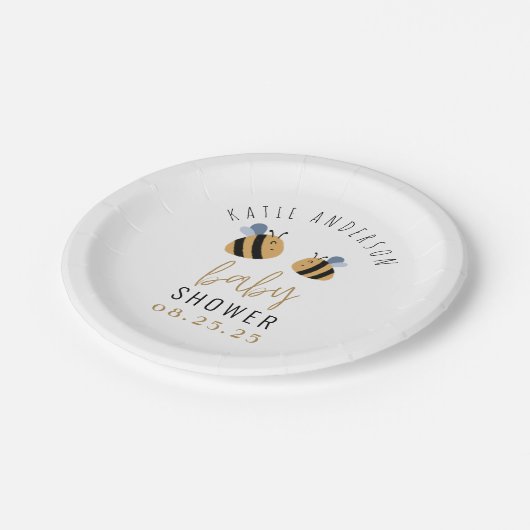 かわいい黄色ののまわりに赤ちゃんシャワー ペーパープレート (アングル)