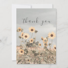 かわいい黄色のひまわりブルースカイフラットサンキュー サンキューカード