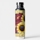 かわいい黄色のひまわり メイドオブオナー ネーム ウェディング ウォーターボトル (左面)