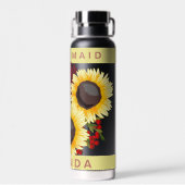 かわいい黄色のひまわり 花嫁の名前 ウェディング ウォーターボトル (背面)