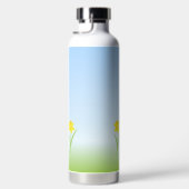 かわいい黄色のひよこと花オンライトブルー ウォーターボトル (右面)