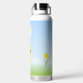 かわいい黄色のひよこと花オンライトブルー ウォーターボトル (背面)
