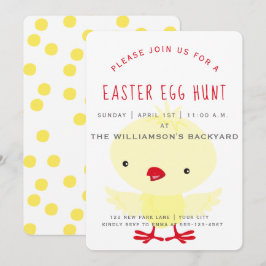 かわいい黄色のひよこ | イースターエッグハント招待状 招待状