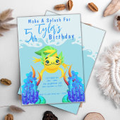 かわいい黄色のアクソロトル少年の水中誕生日パーティー 招待状