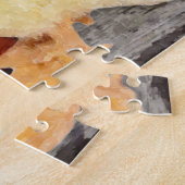 かわいい黄色のアヒルのイースターエッグネスト水色 ジグソーパズル (側面)