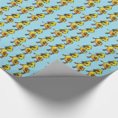 かわいい黄色のイラストレーションイースターダックス ラッピングペーパー (角)