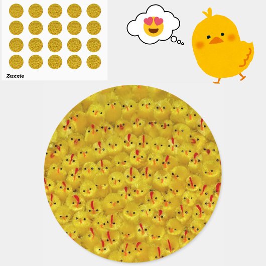 かわいい黄色のイースターちっちシール ラウンドシール