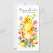 かわいい黄色のイースターシックなパステル水色の花 シーズンカード (正面)
