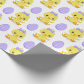 かわいい黄色のイースターシックウィーパープルエッグ ラッピングペーパー (角)