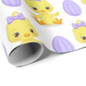 かわいい黄色のイースターシックウィーパープルエッグ ラッピングペーパー (ロールコーナー)