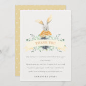 かわいい黄色のウサギの葉の飾り 誕生日どんな年齢にも サンキューカード (正面/裏面)