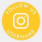 かわいい黄色のカスタムinstagramソーシャルメディア ラウンドシール (正面)