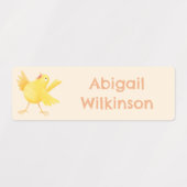 かわいい黄色のカナリアの鳥の漫画パーソナライズされた ラベル (デザイン2)