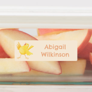 かわいい黄色のカナリアの鳥の漫画パーソナライズされた ラベル