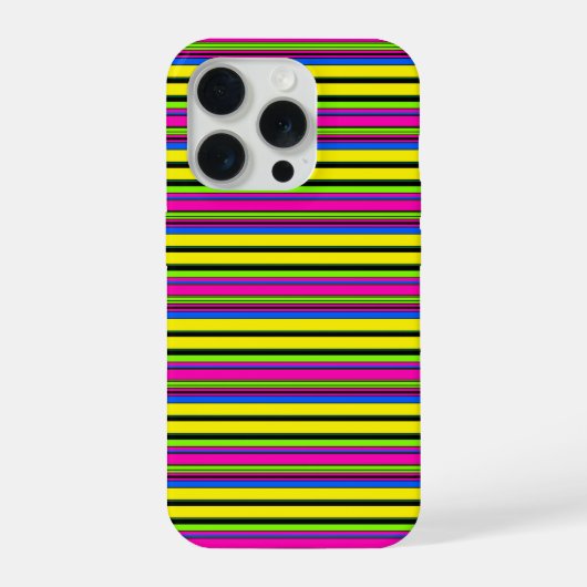 かわいい黄色のカラフルなストライプ iPhoneケース (裏面)