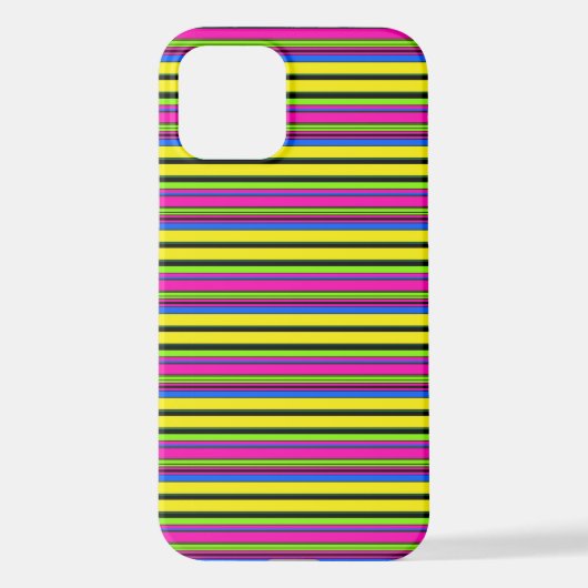 かわいい黄色のカラフルなストライプ iPhoneケース (裏面)