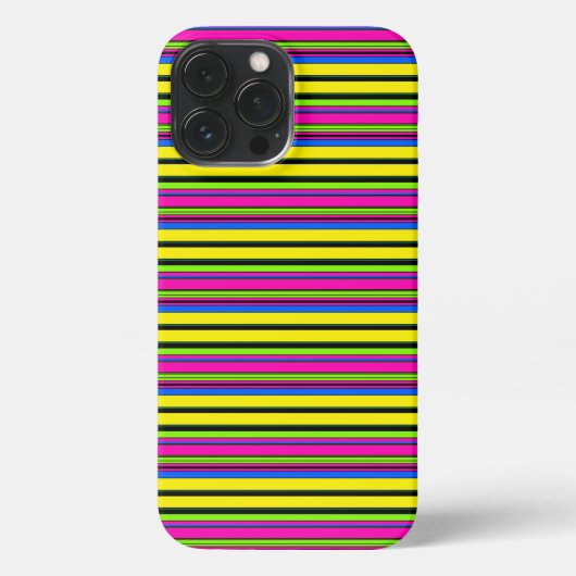 かわいい黄色のカラフルなストライプ iPhoneケース (裏面)