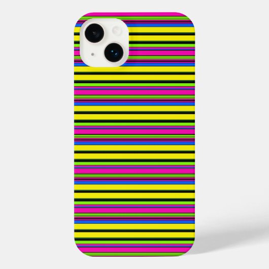 かわいい黄色のカラフルなストライプ iPhoneケース (裏面)