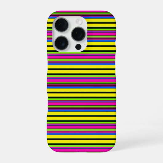 かわいい黄色のカラフルなストライプ iPhoneケース (裏面)