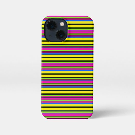 かわいい黄色のカラフルなストライプ iPhoneケース (裏面)