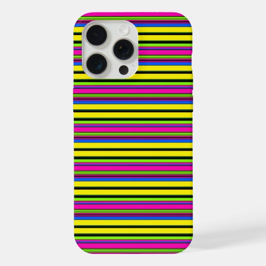かわいい黄色のカラフルなストライプ iPhoneケース (裏面)
