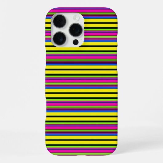 かわいい黄色のカラフルなストライプ iPhoneケース (裏面)