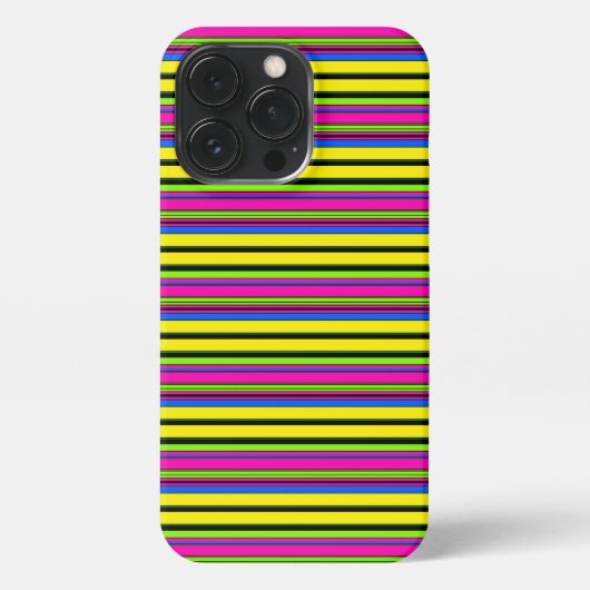 かわいい黄色のカラフルなストライプ iPhoneケース (裏面)