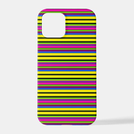 かわいい黄色のカラフルなストライプ iPhoneケース (裏面)