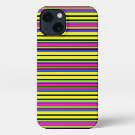 かわいい黄色のカラフルなストライプ iPhoneケース (裏面)