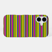 かわいい黄色のカラフルなストライプ iPhone 16ケース (裏面横)