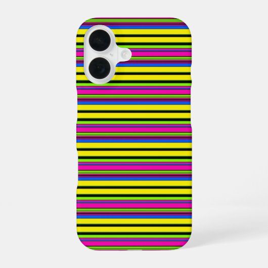 かわいい黄色のカラフルなストライプ iPhone 16ケース (裏面)