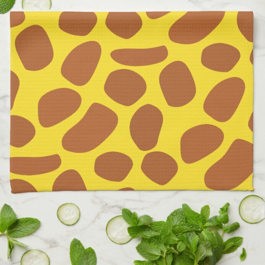 かわいい黄色のキリンの肌のシームレスなパターン キッチンタオル (折り畳み)
